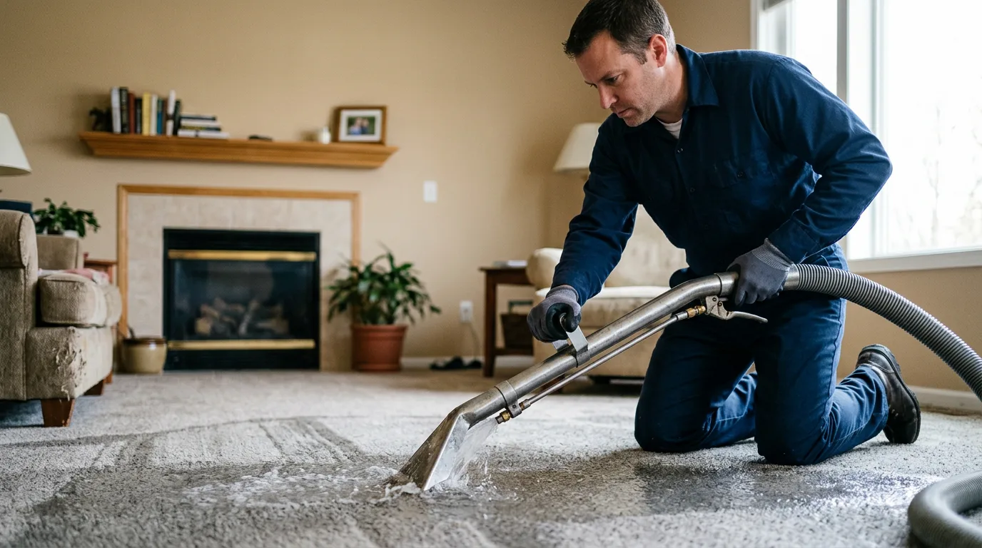 Water damage restoration technician working near Wantagh, NY